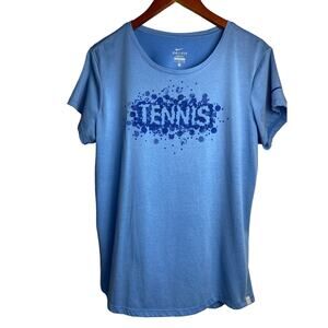 Nike Dri-Fit Women's Blue "Tennis" Short Sleeve T-Shirt Size X-Large